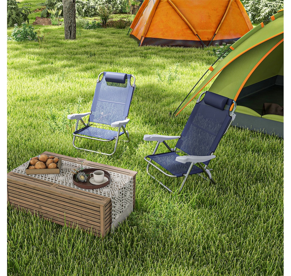 Image 923136_ALTMORE8.jpg, Product 923-136 / Price $99.99, Outsunn Set of 2 Camping Chair, Beach Chairs for Outdoor, Dark Blue from Outsunny on TSC.ca's Health & Fitness department