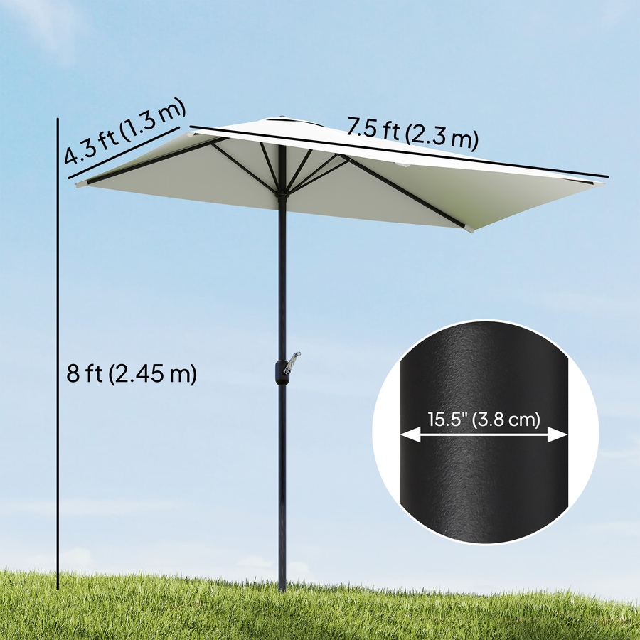 Image 923139_ALTMORE2.jpg, Product 923-139 / Price $79.99, Outsunny 8ft Half Umbrella Outdoor Balcony Parasol w/ 5 Ribs Cream from Outsunny on TSC.ca's Home & Garden department