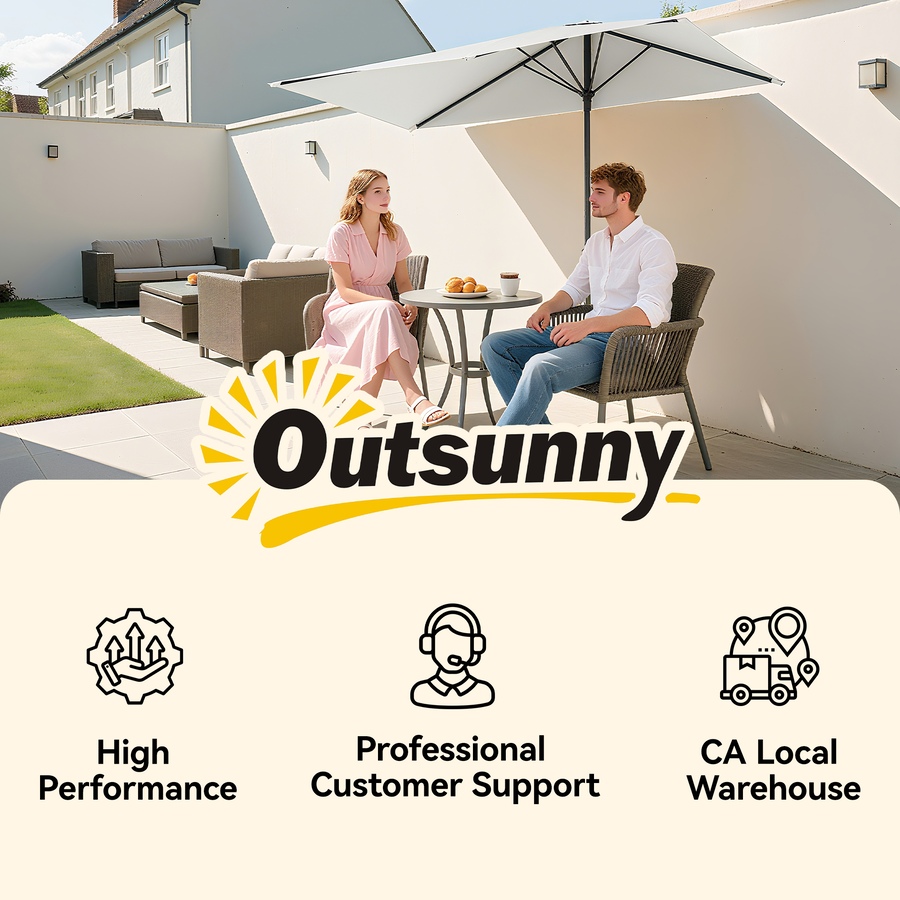 Image 923139_ALTMORE8.jpg, Product 923-139 / Price $79.99, Outsunny 8ft Half Umbrella Outdoor Balcony Parasol w/ 5 Ribs Cream from Outsunny on TSC.ca's Home & Garden department