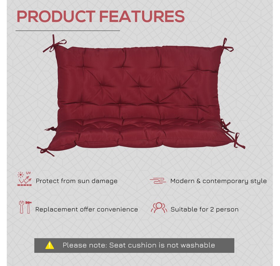 Image 923143_ALTMORE4.jpg, Product 923-143 / Price $56.99, Outsunny Garden Bench Cushion with Backrest, Non-Slip 2 Seater Soft Pad from Outsunny on TSC.ca's Home & Garden department
