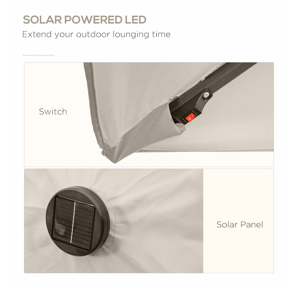 Image 923147_ALTMORE3.jpg, Product 923-147 / Price $114.99, Outsunny 6' x 10' Patio Umbrella with 22 LED Solar Lights and Tilt from Outsunny on TSC.ca's Home & Garden department
