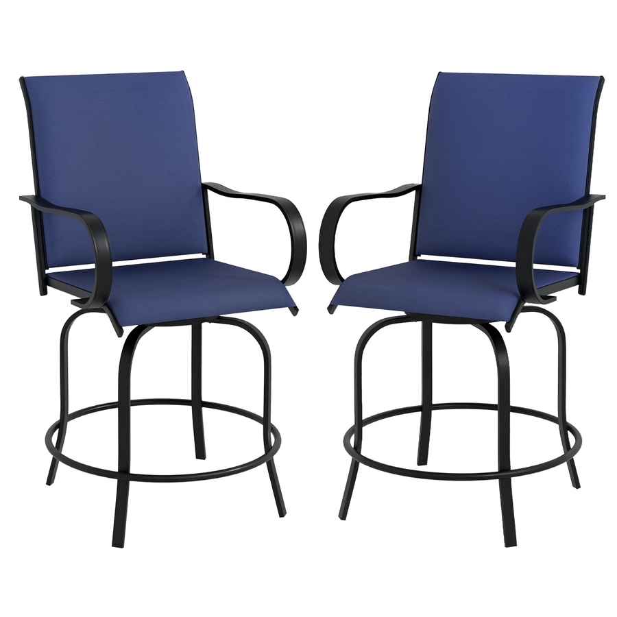 Image 923149.png, Product 923-149 / Price $189.99, Outsunny Outdoor Bar Stools Set of 2 w/ Armrests, Bar Height Chairs, Navy from Outsunny on TSC.ca's Home & Garden department