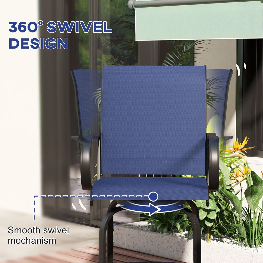 Image 923149_ALTMORE3.jpg, Product 923-149 / Price $189.99, Outsunny Outdoor Bar Stools Set of 2 w/ Armrests, Bar Height Chairs, Navy from Outsunny on TSC.ca's Home & Garden department