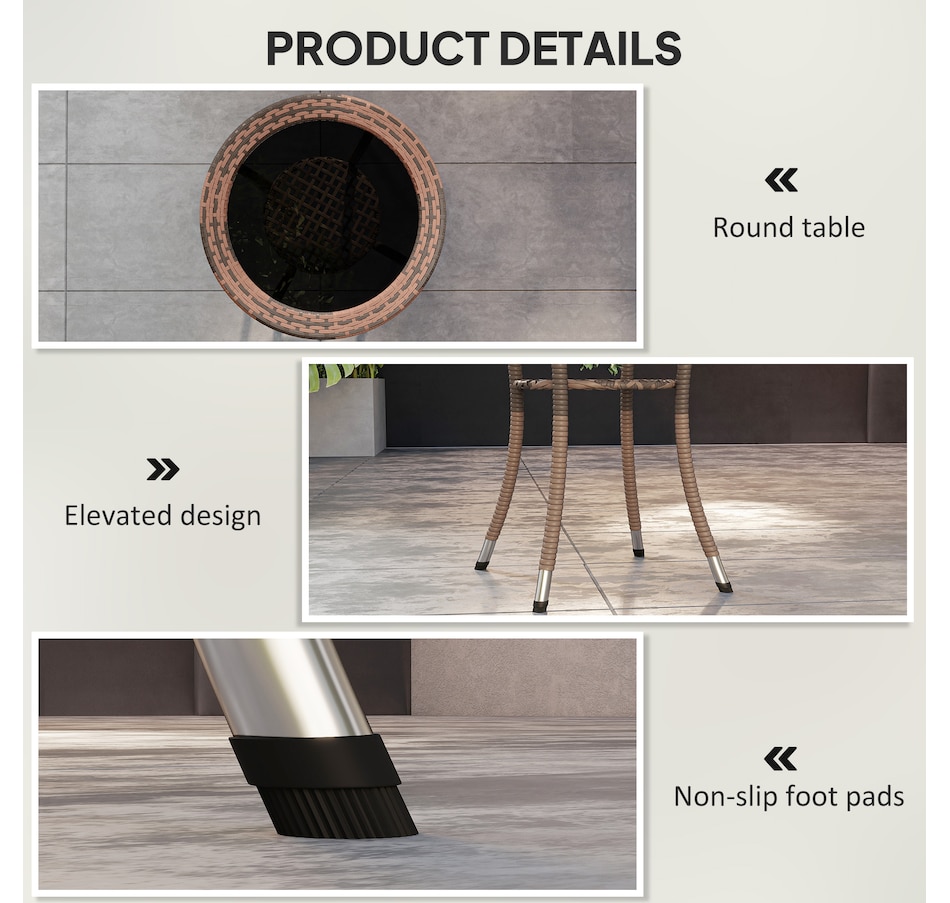 Image 923155_ALTMORE6.jpg, Product 923-155 / Price $84.99, Outsunny Wicker Dining Table w/ 2-Tier Shelf, Round Coffee Table, Brown from Outsunny on TSC.ca's Home & Garden department