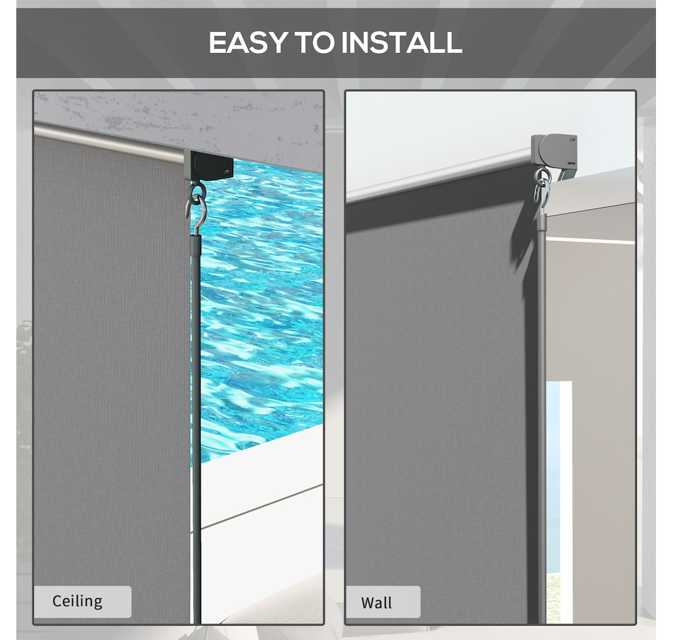 Image 923157_ALTMORE4.jpg, Product 923-157 / Price $139.99, Outsunny Outdoor Roller Shade, 8' x 6' Patio Door Blinds, Light Grey from Outsunny on TSC.ca's Home & Garden department