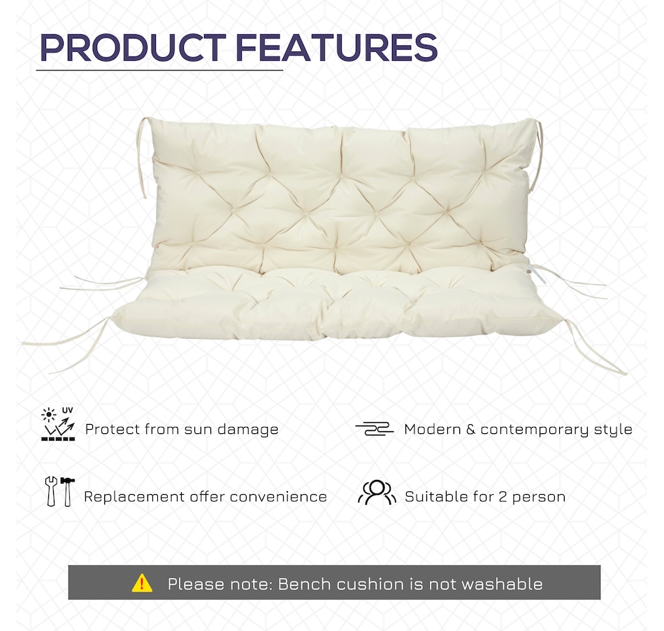 Image 923158_ALTMORE4.jpg, Product 923-158 / Price $62.99, Outsunny 2 Seater Garden Bench Cushions, 3.9 Inch Thick Outdoor Soft Pad from Outsunny on TSC.ca's Home & Garden department