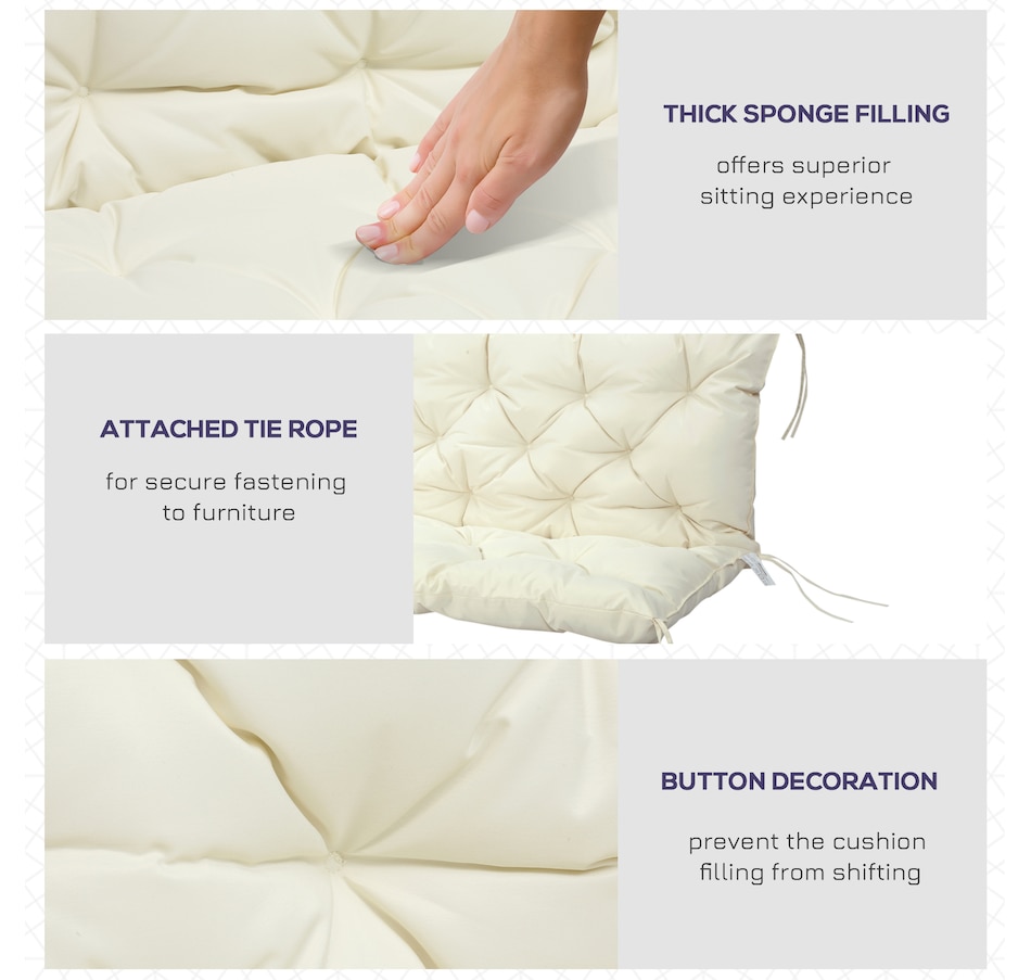 Image 923158_ALTMORE5.jpg, Product 923-158 / Price $62.99, Outsunny 2 Seater Garden Bench Cushions, 3.9 Inch Thick Outdoor Soft Pad from Outsunny on TSC.ca's Home & Garden department