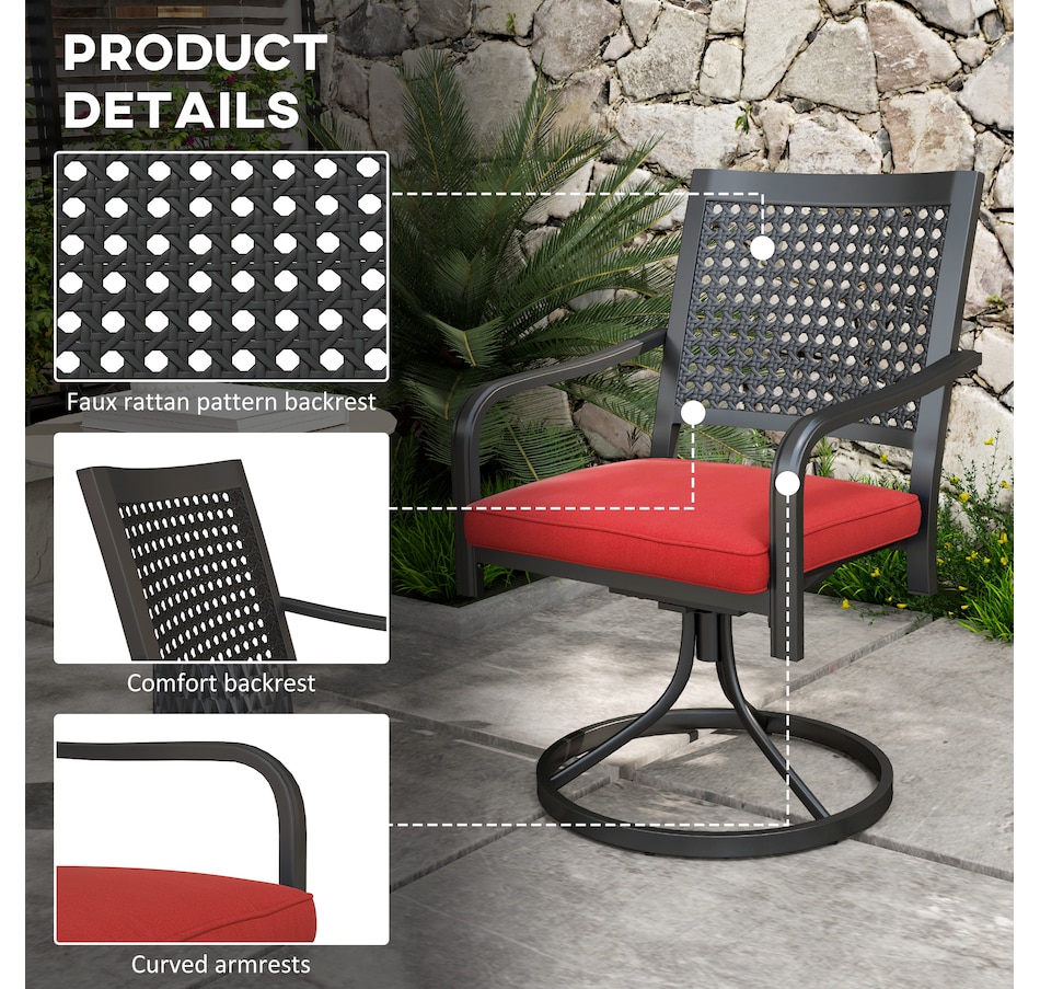 Image 923160_ALTMORE5.jpg, Product 923-160 / Price $269.99, Outsunny 2 Pieces Patio Swivel Chairs with Cushion from Outsunny on TSC.ca's Home & Garden department