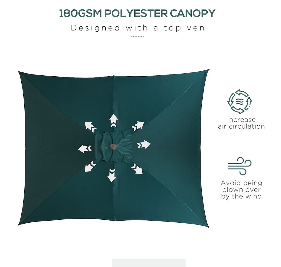 Image 923183_ALTMORE5.jpg, Product 923-183 / Price $84.99, Outsunny Patio Umbrella Garden Market Parasol with Crank Dark Green from Outsunny on TSC.ca's Home & Garden department