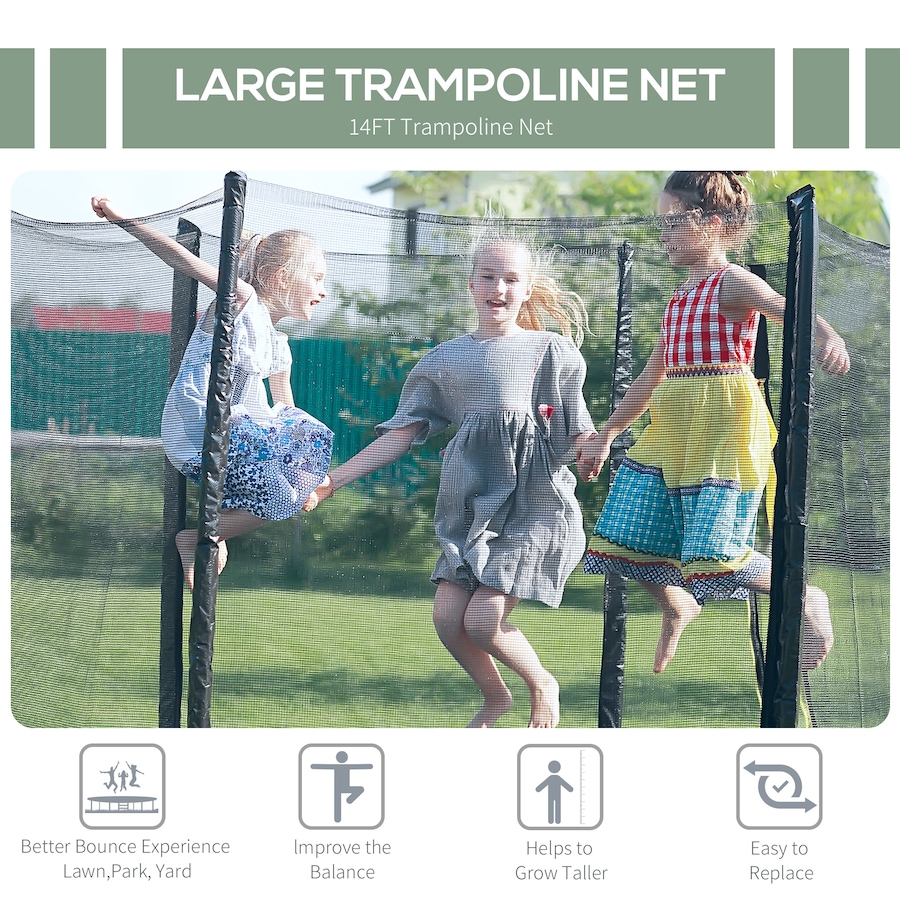 Image 923187_ALTMORE3.jpg, Product 923-187 / Price $64.99, Aosom 14' Round Trampoline Enclosure Bounce Safety Net Replacement Black from HOMCOM on TSC.ca's Health & Fitness department