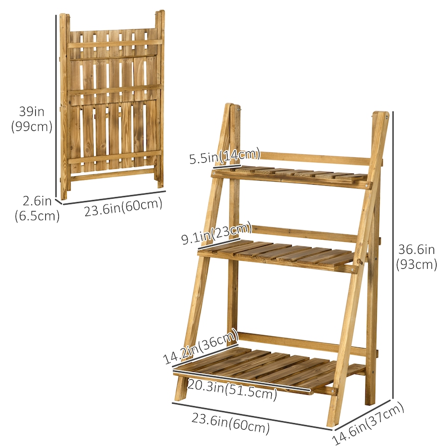 Image 923197_ALTMORE2.jpg, Product 923-197 / Price $58.99, Outsunny Outdoor Plant Stand, 3-Tier Wooden Foldable Flower Stand from Outsunny on TSC.ca's Home & Garden department