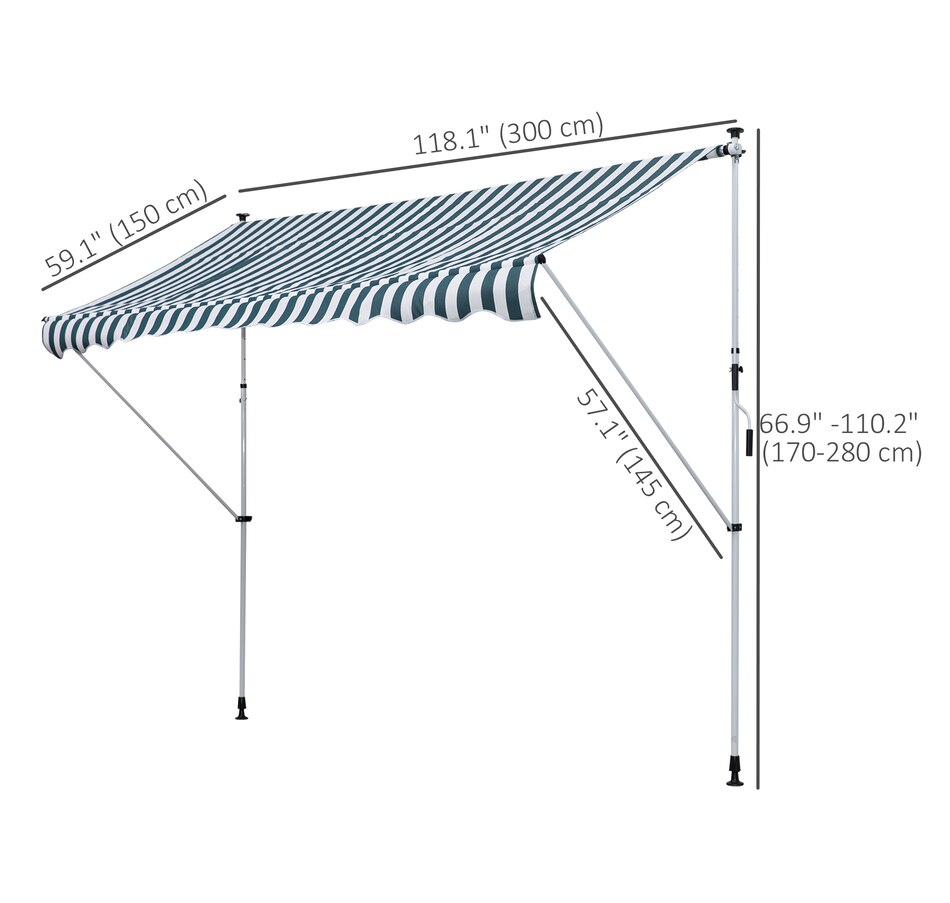 Image 923212_ALTMORE2.jpg, Product 923-212 / Price $110.99, Outsunny 9.8'x4.9' Retractable Patio Awning Floor-to-ceiling Shade Green from Outsunny on TSC.ca's Home & Garden department