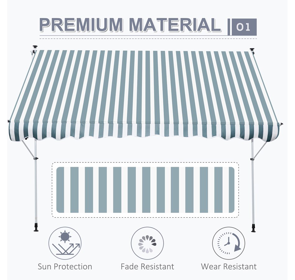 Image 923212_ALTMORE3.jpg, Product 923-212 / Price $110.99, Outsunny 9.8'x4.9' Retractable Patio Awning Floor-to-ceiling Shade Green from Outsunny on TSC.ca's Home & Garden department
