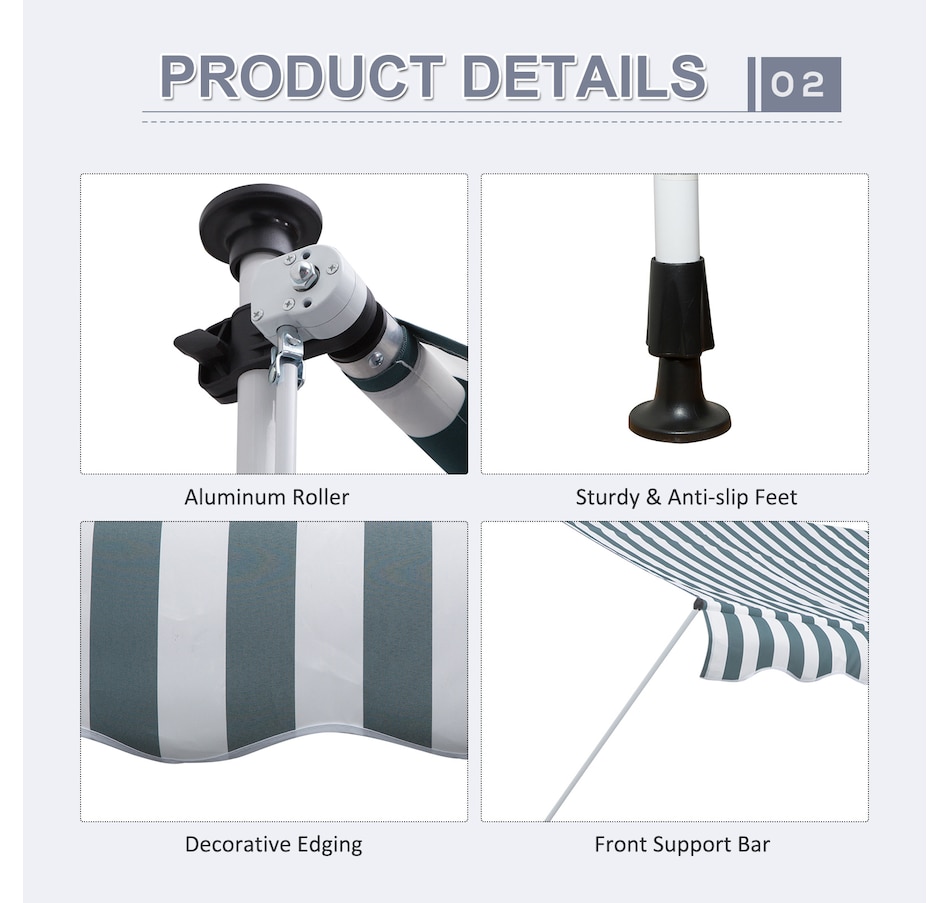 Image 923212_ALTMORE4.jpg, Product 923-212 / Price $110.99, Outsunny 9.8'x4.9' Retractable Patio Awning Floor-to-ceiling Shade Green from Outsunny on TSC.ca's Home & Garden department