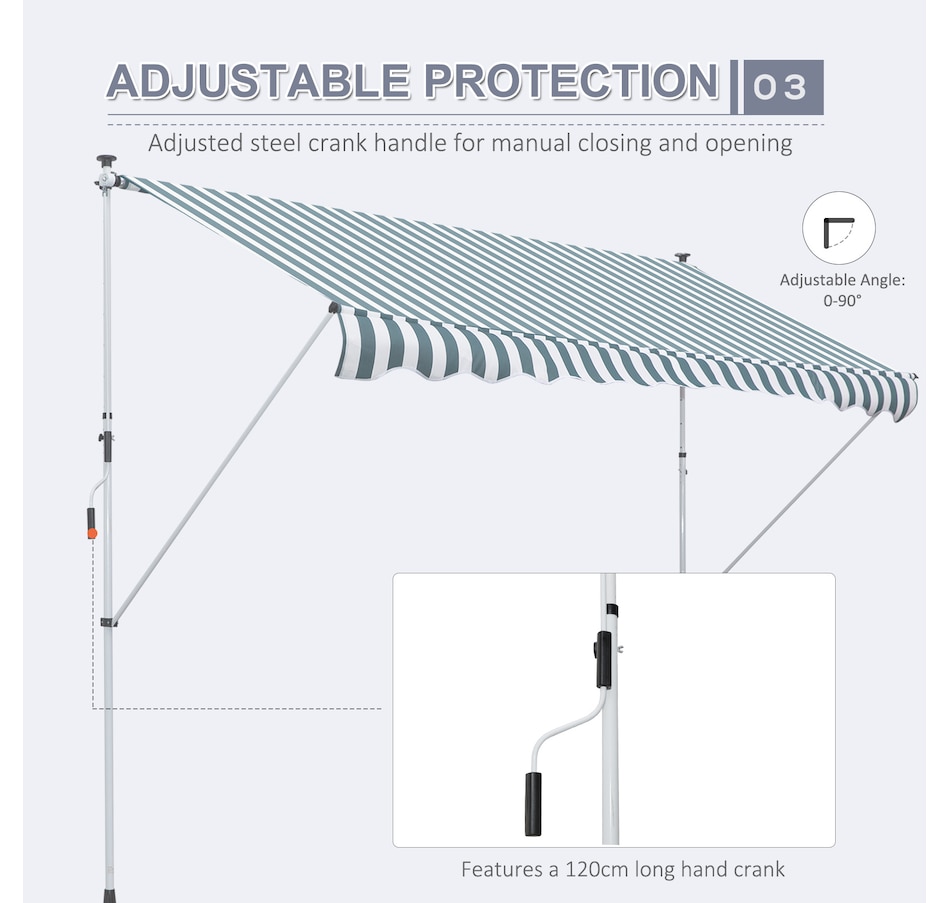 Image 923212_ALTMORE5.jpg, Product 923-212 / Price $110.99, Outsunny 9.8'x4.9' Retractable Patio Awning Floor-to-ceiling Shade Green from Outsunny on TSC.ca's Home & Garden department