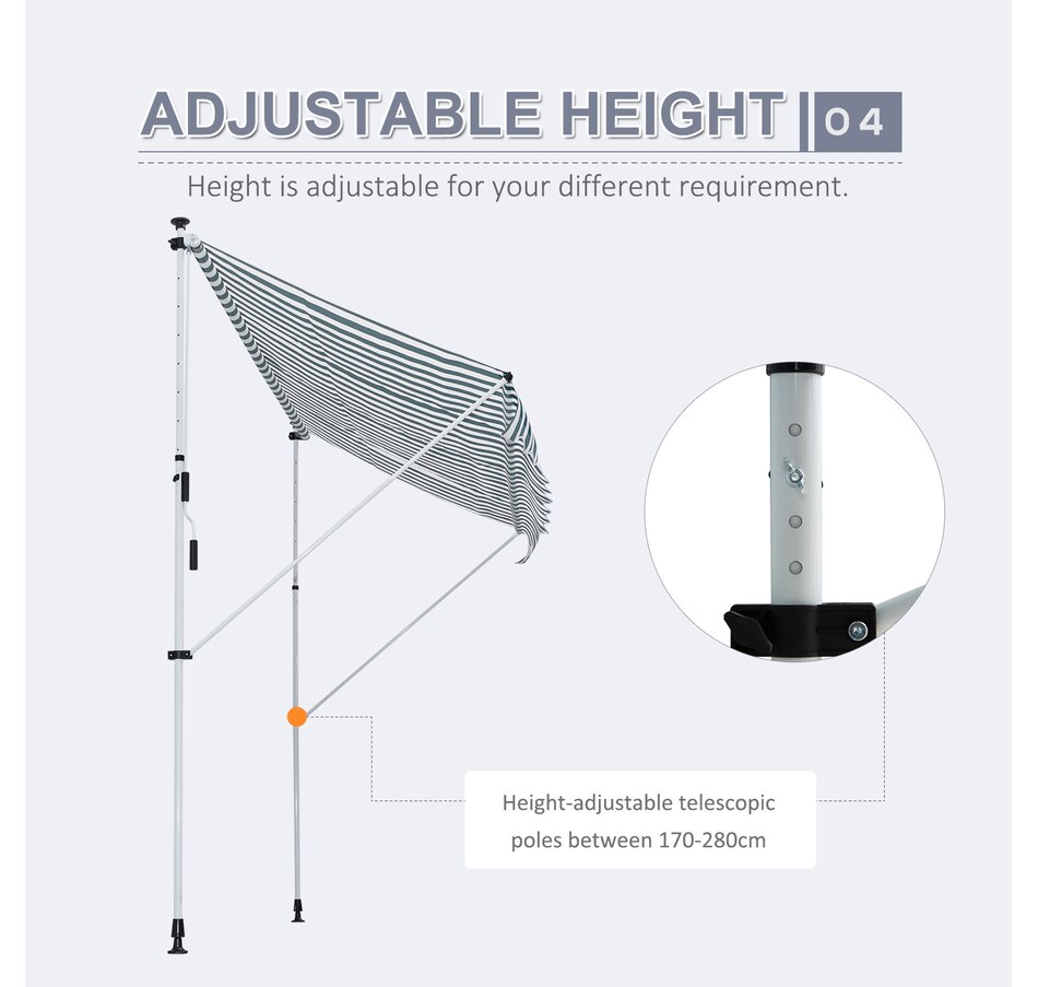 Image 923212_ALTMORE6.jpg, Product 923-212 / Price $110.99, Outsunny 9.8'x4.9' Retractable Patio Awning Floor-to-ceiling Shade Green from Outsunny on TSC.ca's Home & Garden department