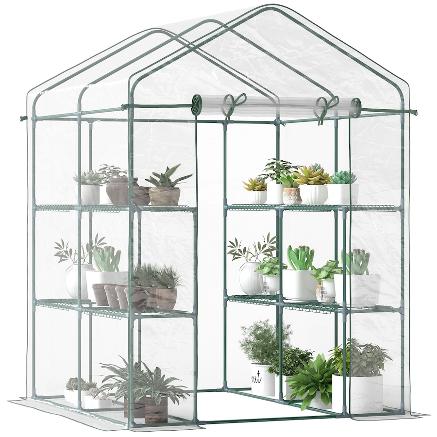 Image 923218.jpg, Product 923-218 / Price $79.99, Outsunny 56"x56"x77" Portable Walk-in Greenhouse with Shelves PVC Cover from Outsunny on TSC.ca's Home & Garden department