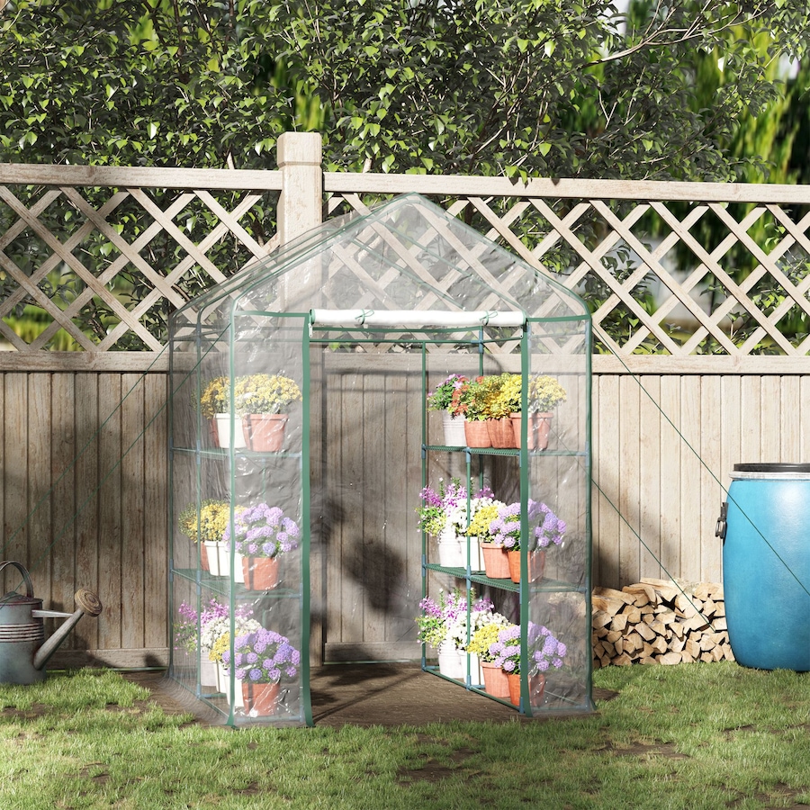 Image 923218_ALTMORE1.jpg, Product 923-218 / Price $79.99, Outsunny 56"x56"x77" Portable Walk-in Greenhouse with Shelves PVC Cover from Outsunny on TSC.ca's Home & Garden department