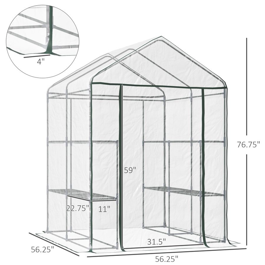 Image 923218_ALTMORE2.jpg, Product 923-218 / Price $79.99, Outsunny 56"x56"x77" Portable Walk-in Greenhouse with Shelves PVC Cover from Outsunny on TSC.ca's Home & Garden department