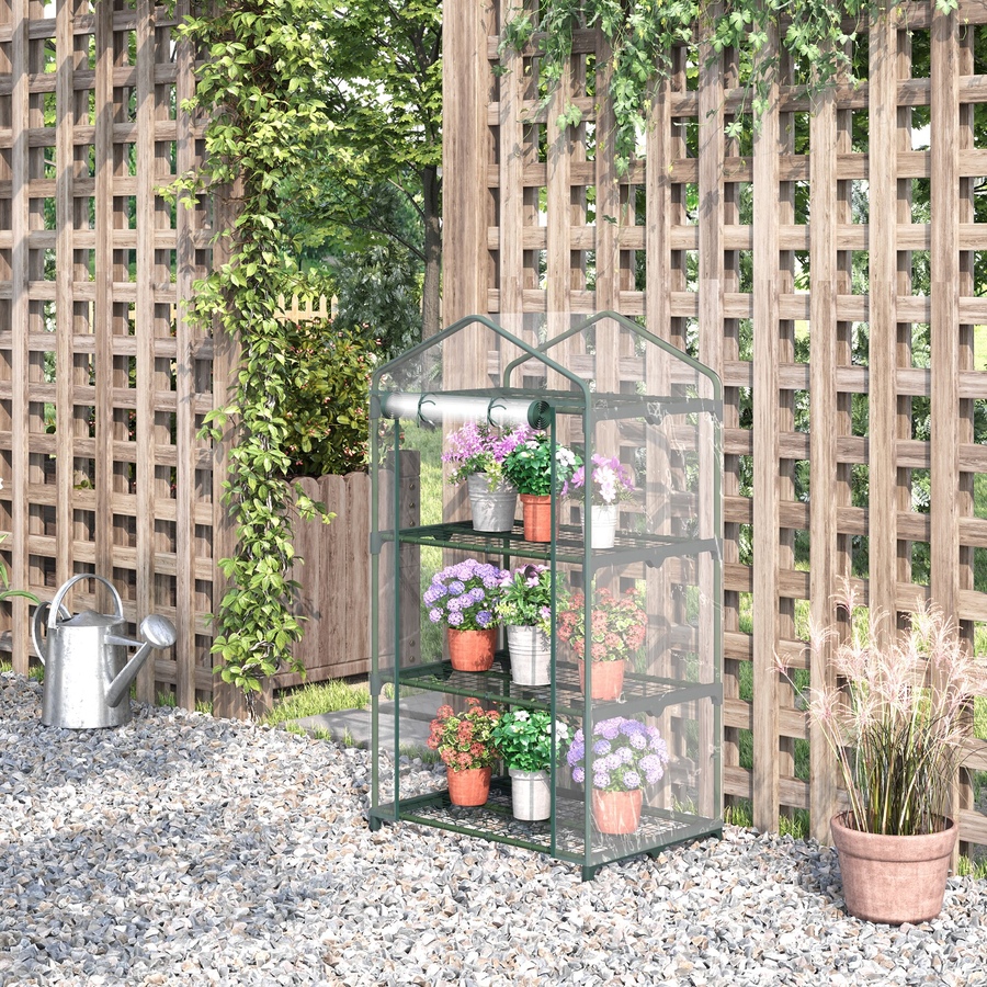 Image 923219_ALTMORE1.jpg, Product 923-219 / Price $49.99, Outsunny 3 Tier Mini Greenhouse Hot House, Zipper Door, 27"x19"x49", Clear from Outsunny on TSC.ca's Home & Garden department