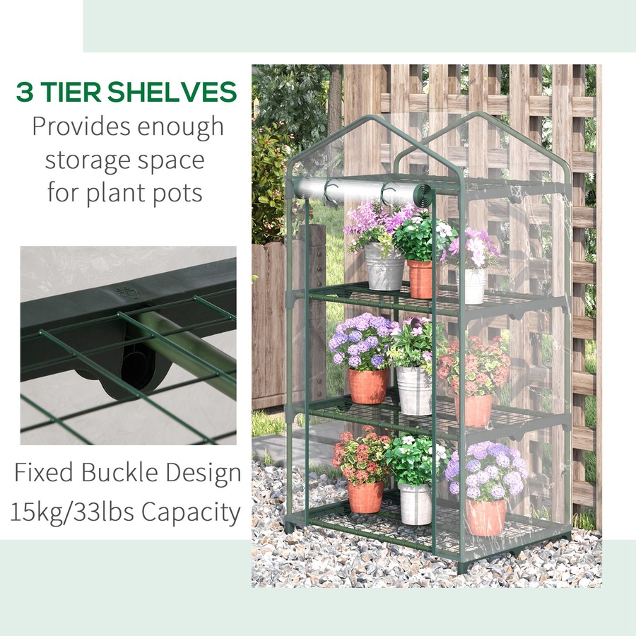 Image 923219_ALTMORE4.jpg, Product 923-219 / Price $49.99, Outsunny 3 Tier Mini Greenhouse Hot House, Zipper Door, 27"x19"x49", Clear from Outsunny on TSC.ca's Home & Garden department