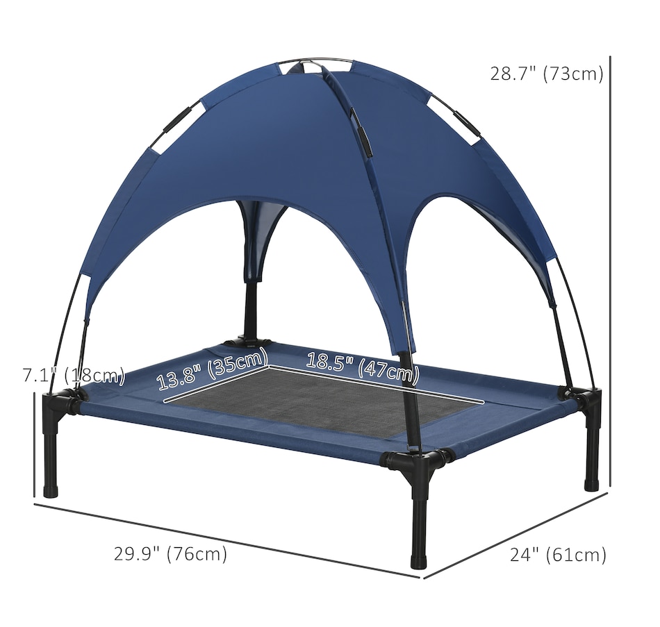 Image 923247_ALTMORE2.jpg, Product 923-247 / Price $49.99, PawHut Elevated Cooling Pet Bed with Canopy for Medium-Sized Dogs Dark Blue from PawHut on TSC.ca's Home & Garden department