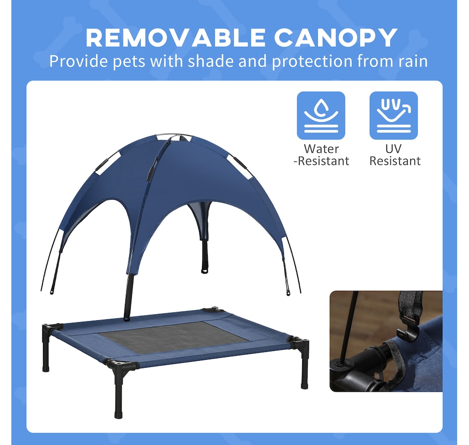 Image 923247_ALTMORE5.jpg, Product 923-247 / Price $49.99, PawHut Elevated Cooling Pet Bed with Canopy for Medium-Sized Dogs Dark Blue from PawHut on TSC.ca's Home & Garden department