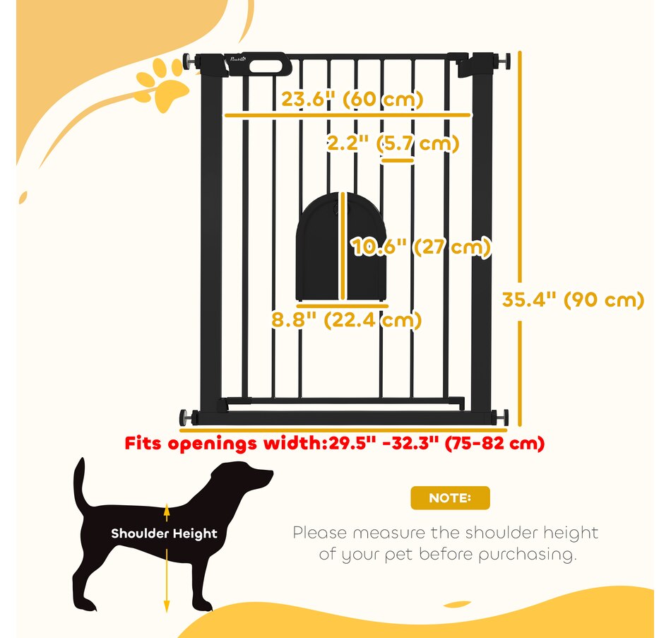 Image 923250_ALTMORE2.jpg, Product 923-250 / Price $79.99, PawHut 30"-32" Extra Wide Pet Gate Barrier with Small Door, 35"H, Black from PawHut on TSC.ca's Home & Garden department