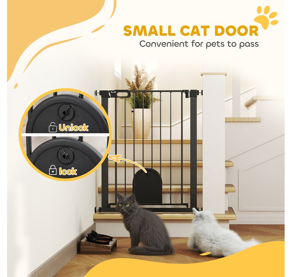 Image 923250_ALTMORE5.jpg, Product 923-250 / Price $79.99, PawHut 30"-32" Extra Wide Pet Gate Barrier with Small Door, 35"H, Black from PawHut on TSC.ca's Home & Garden department