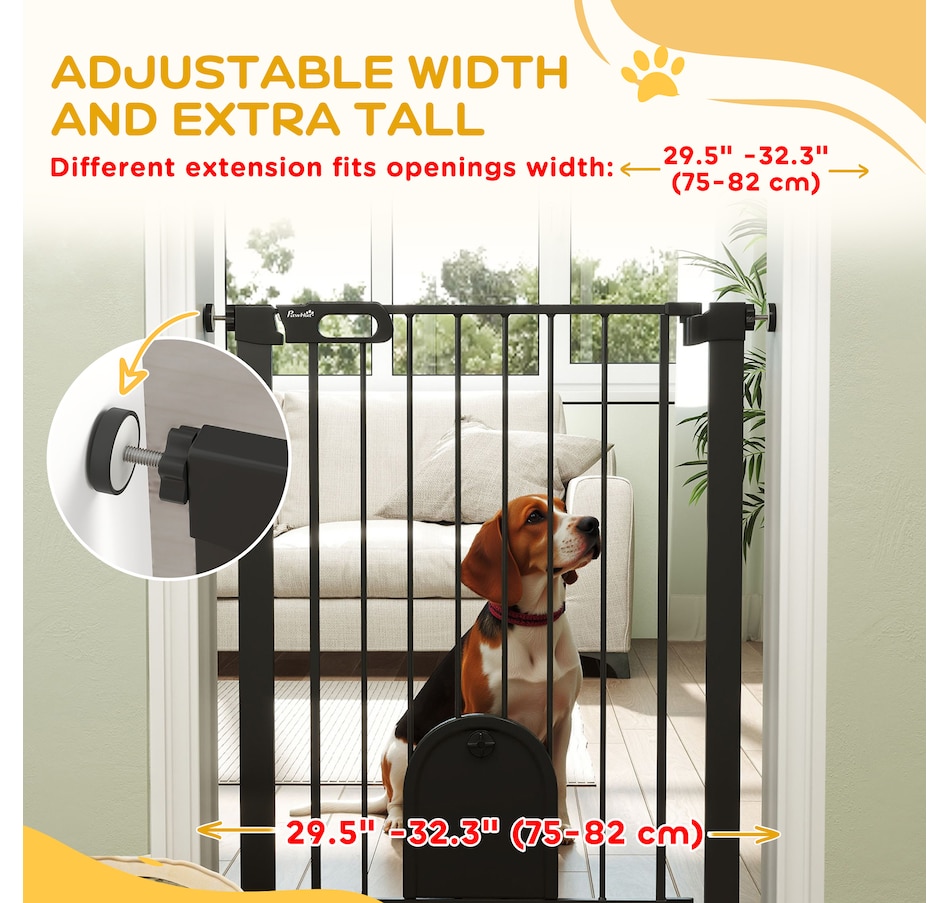 Image 923250_ALTMORE6.jpg, Product 923-250 / Price $79.99, PawHut 30"-32" Extra Wide Pet Gate Barrier with Small Door, 35"H, Black from PawHut on TSC.ca's Home & Garden department