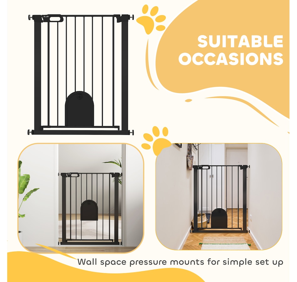 Image 923250_ALTMORE7.jpg, Product 923-250 / Price $79.99, PawHut 30"-32" Extra Wide Pet Gate Barrier with Small Door, 35"H, Black from PawHut on TSC.ca's Home & Garden department