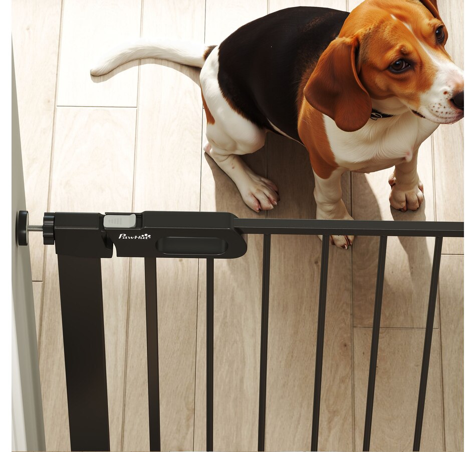 Image 923250_ALTMORE8.jpg, Product 923-250 / Price $79.99, PawHut 30"-32" Extra Wide Pet Gate Barrier with Small Door, 35"H, Black from PawHut on TSC.ca's Home & Garden department