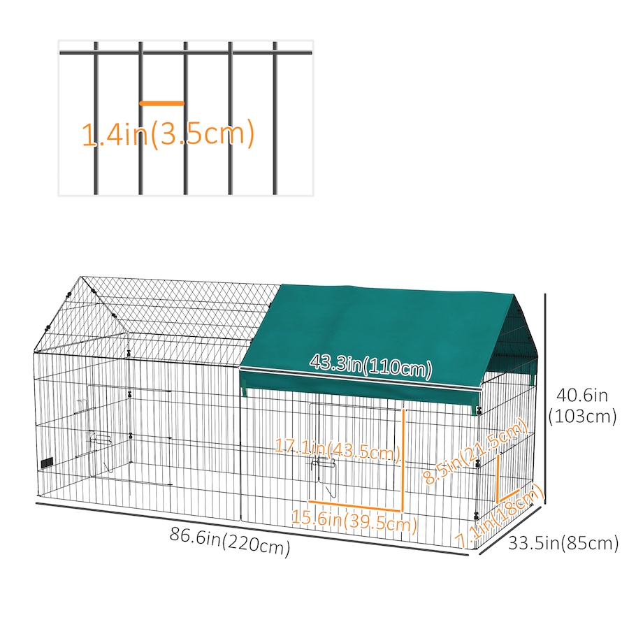 Image 923255_ALTMORE2.jpg, Product 923-255 / Price $109.99, PawHut 87" Small Animal Cage for Chicken, Rabbits, Chinchillas with Roof from PawHut on TSC.ca's Home & Garden department