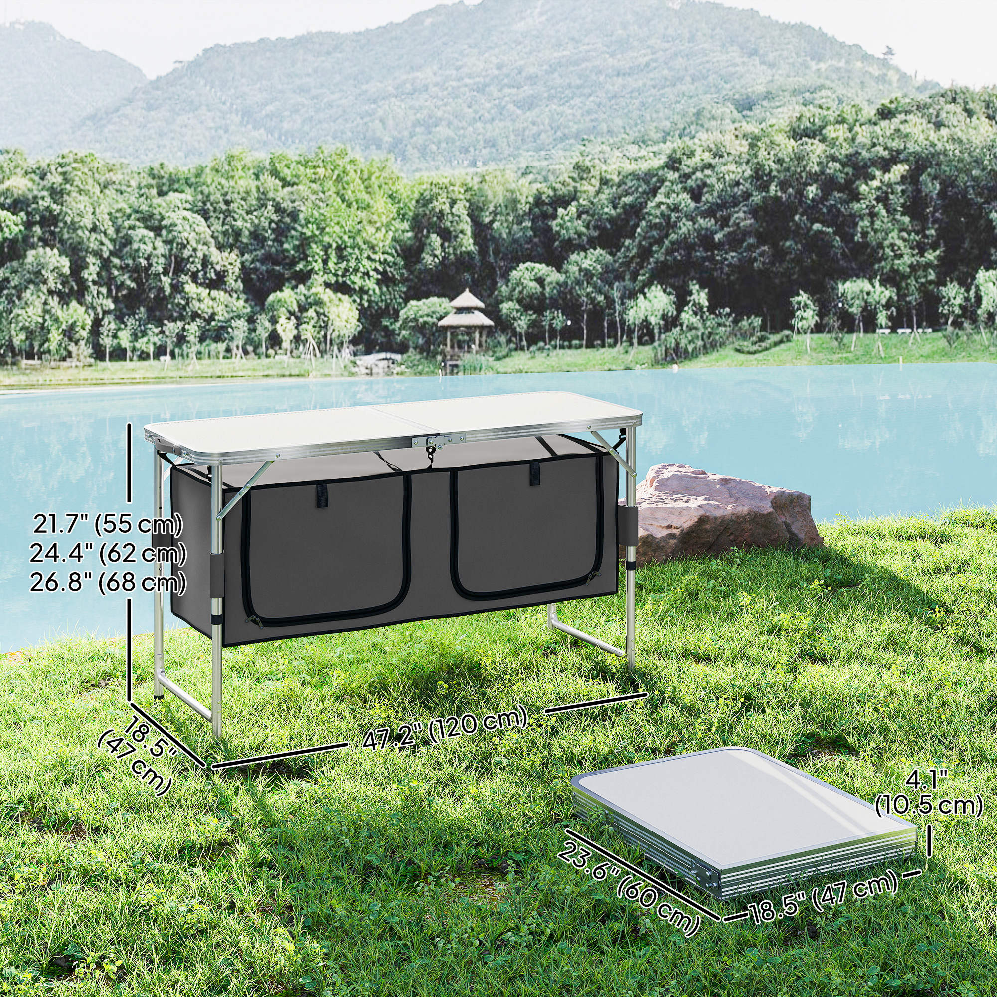 Outsunny Outdoor Folding Table Camp Picnic BBQ Aluminum - TSC.ca