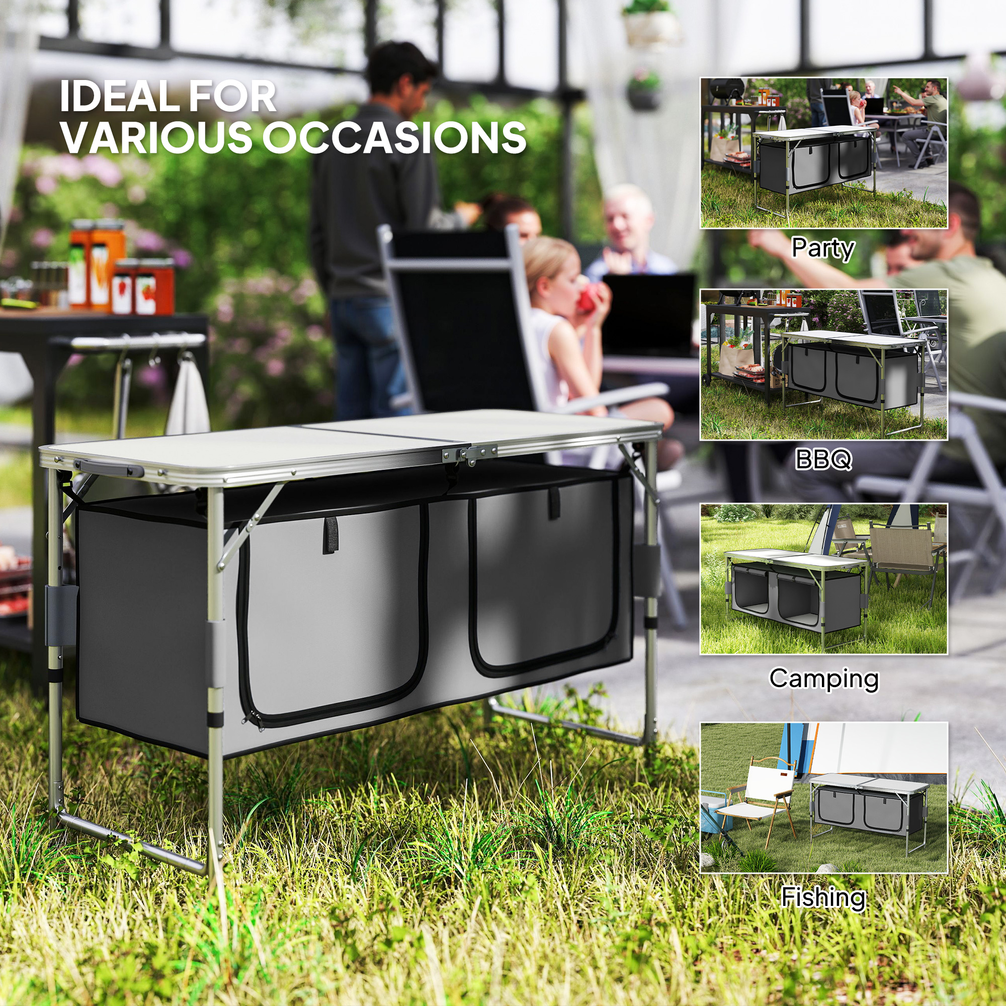 Outsunny Outdoor Folding Table Camp Picnic BBQ Aluminum - TSC.ca