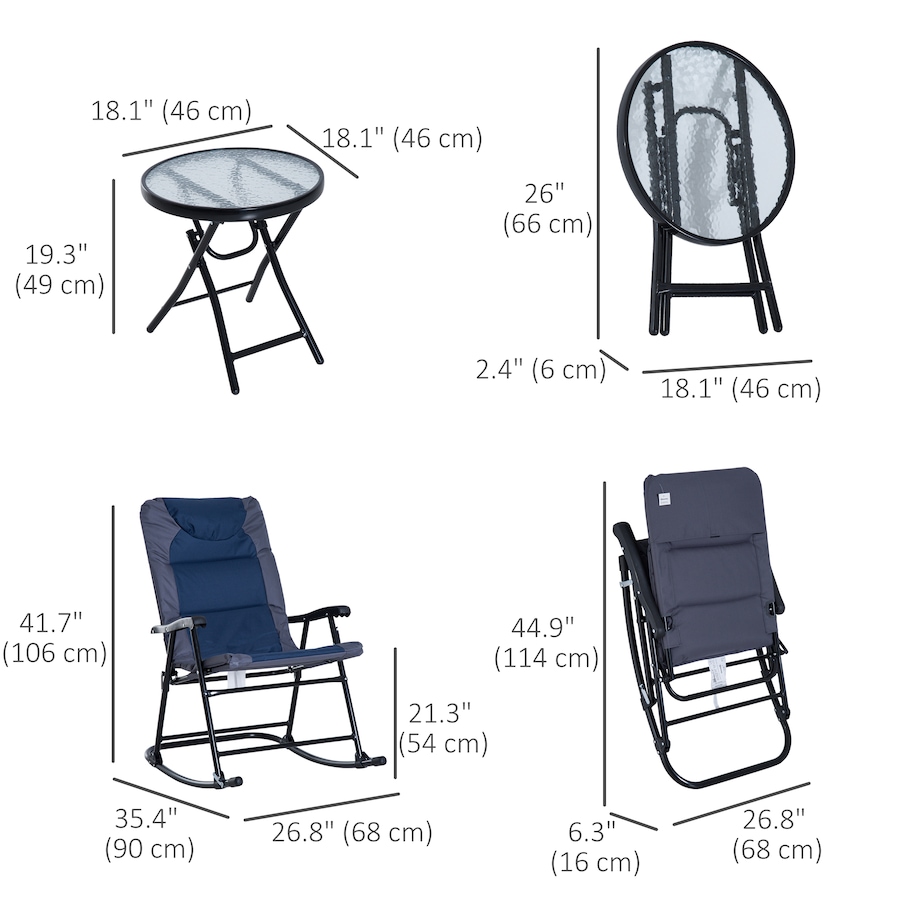Image 923270_ALTMORE2.jpg, Product 923-270 / Price $229.99, Outsunny Outdoor Rocking Chair and Table Set, Folding Bistro Set, Blue from Outsunny on TSC.ca's Home & Garden department