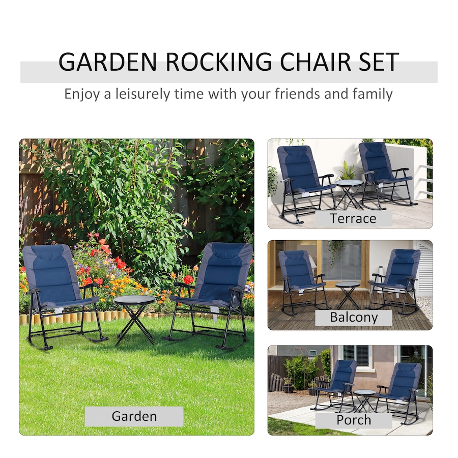 Image 923270_ALTMORE3.jpg, Product 923-270 / Price $229.99, Outsunny Outdoor Rocking Chair and Table Set, Folding Bistro Set, Blue from Outsunny on TSC.ca's Home & Garden department