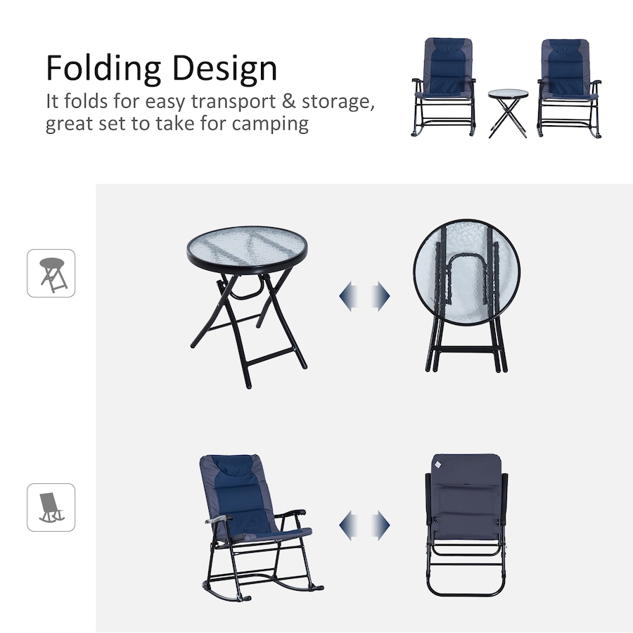 Image 923270_ALTMORE5.jpg, Product 923-270 / Price $229.99, Outsunny Outdoor Rocking Chair and Table Set, Folding Bistro Set, Blue from Outsunny on TSC.ca's Home & Garden department