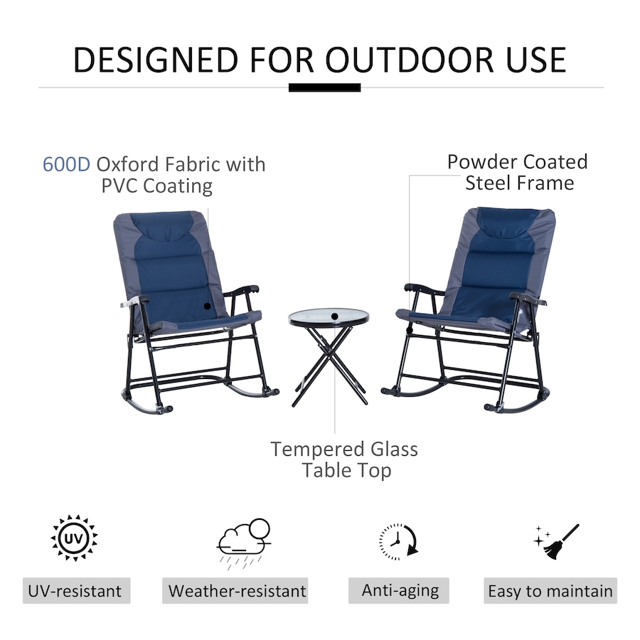 Image 923270_ALTMORE6.jpg, Product 923-270 / Price $229.99, Outsunny Outdoor Rocking Chair and Table Set, Folding Bistro Set, Blue from Outsunny on TSC.ca's Home & Garden department