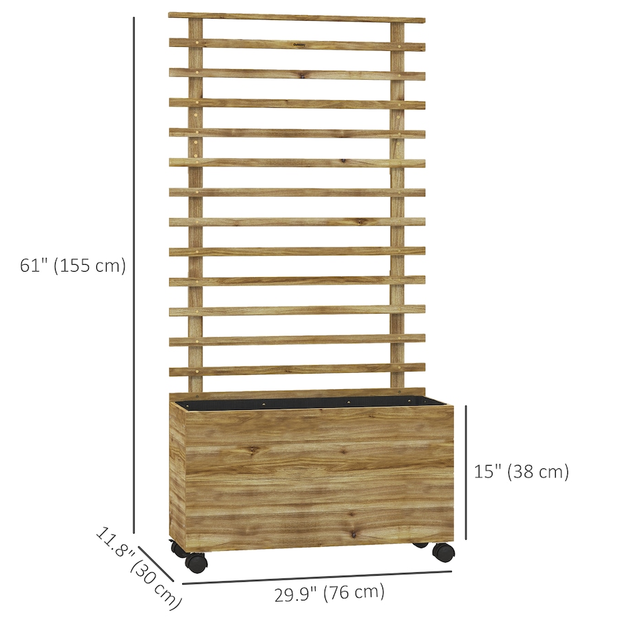 Image 923277_ALTMORE2.jpg, Product 923-277 / Price $99.99, Outsunny Wooden Planter with Trellis, Wheels, Raised Garden Bed, Natural from Outsunny on TSC.ca's Home & Garden department