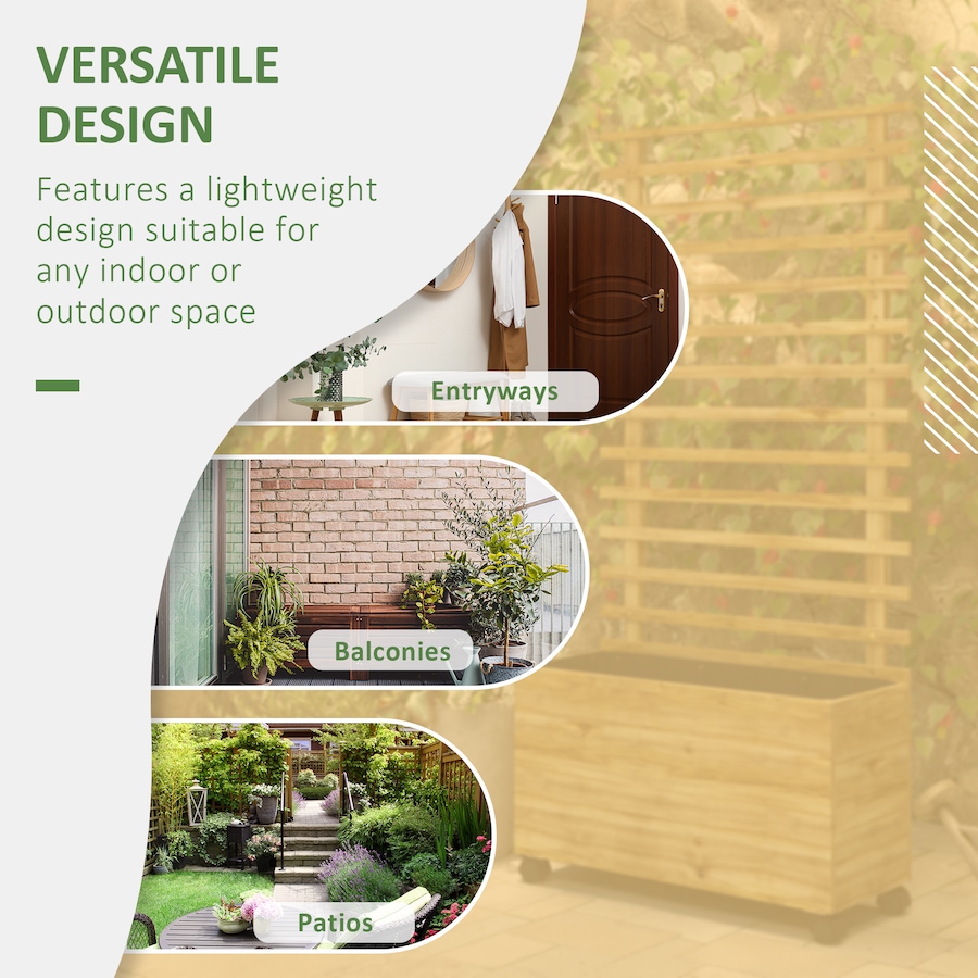Image 923277_ALTMORE3.jpg, Product 923-277 / Price $99.99, Outsunny Wooden Planter with Trellis, Wheels, Raised Garden Bed, Natural from Outsunny on TSC.ca's Home & Garden department