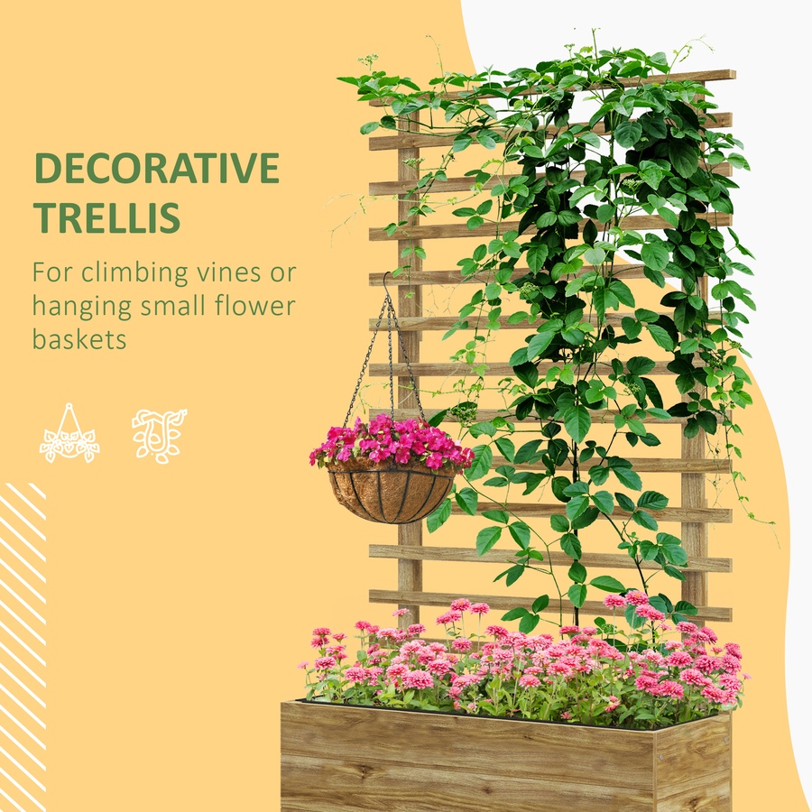 Image 923277_ALTMORE4.jpg, Product 923-277 / Price $99.99, Outsunny Wooden Planter with Trellis, Wheels, Raised Garden Bed, Natural from Outsunny on TSC.ca's Home & Garden department