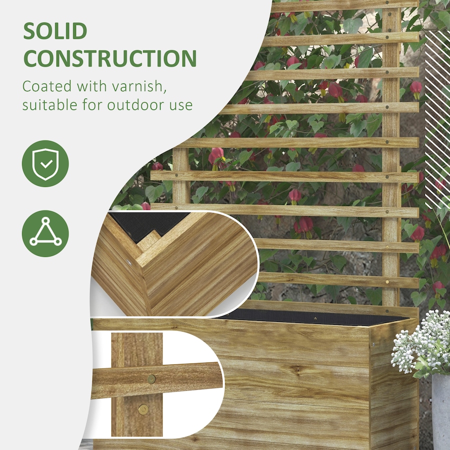 Image 923277_ALTMORE5.jpg, Product 923-277 / Price $99.99, Outsunny Wooden Planter with Trellis, Wheels, Raised Garden Bed, Natural from Outsunny on TSC.ca's Home & Garden department