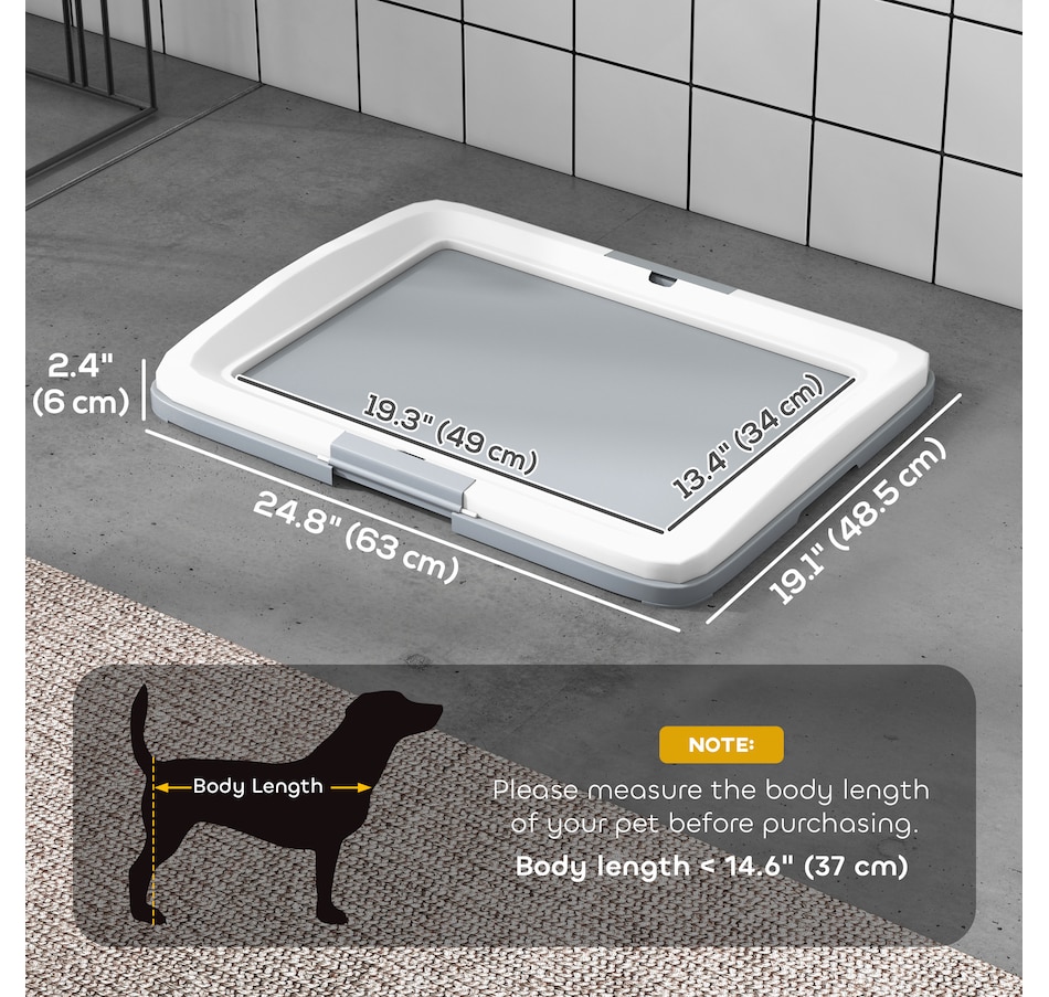 Image 923291_ALTMORE2.jpg, Product 923-291 / Price $42.99, PawHut Pee Pad Holder, 25" x 19" Dog Potty Tray for Indoor Outdoor, Grey from PawHut on TSC.ca's Home & Garden department