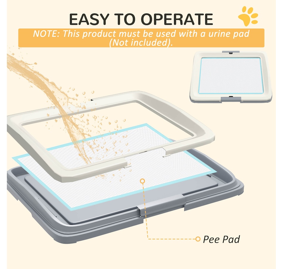 Image 923291_ALTMORE3.jpg, Product 923-291 / Price $42.99, PawHut Pee Pad Holder, 25" x 19" Dog Potty Tray for Indoor Outdoor, Grey from PawHut on TSC.ca's Home & Garden department
