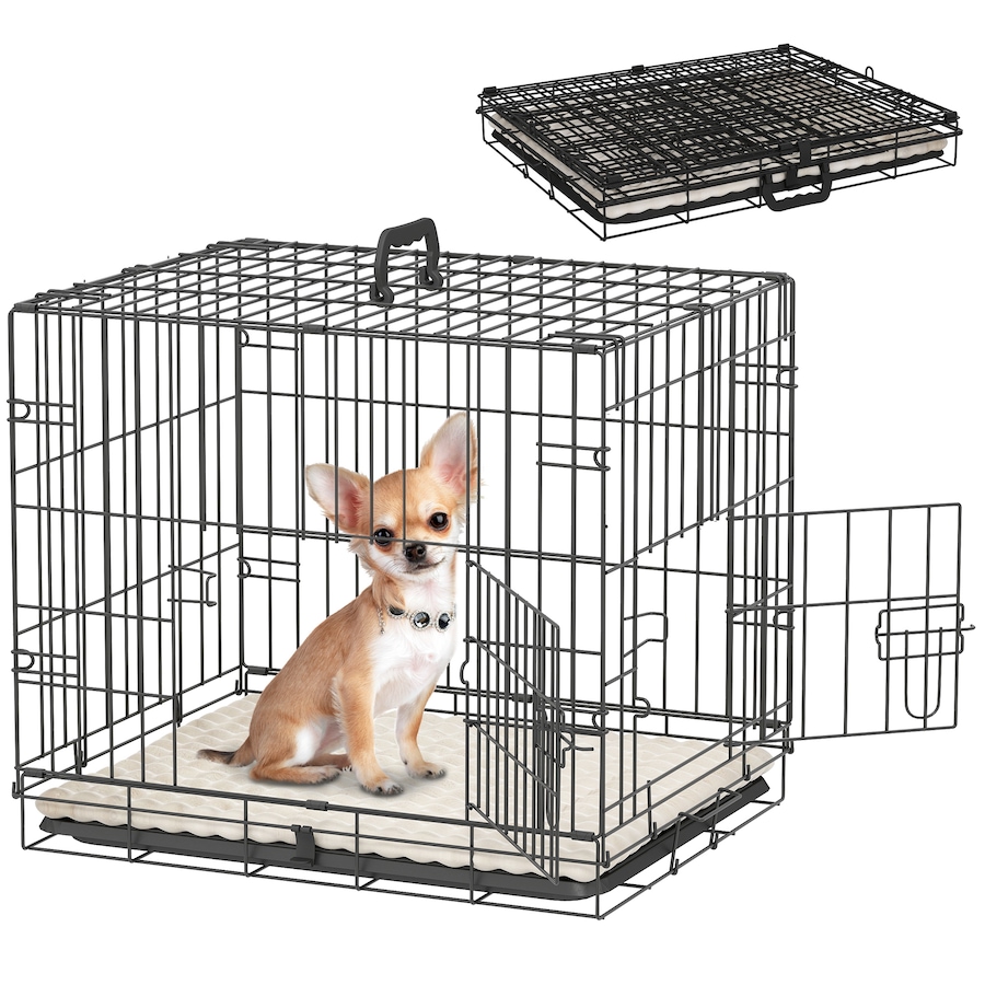 Image 923293.jpg, Product 923-293 / Price $59.99, PawHut 24" Dog Crate, Folding Metal Dog Kennel with 2 Doors, Tray, Cushion from PawHut on TSC.ca's Home & Garden department