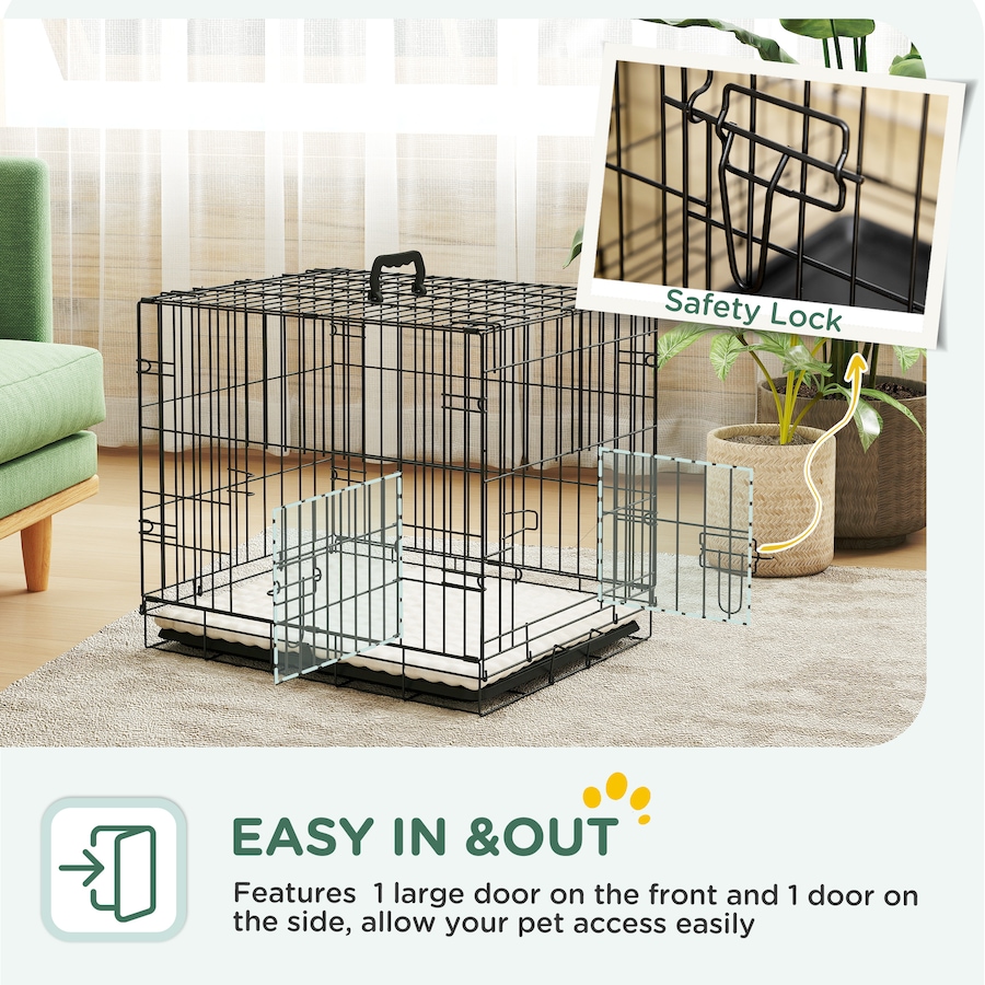 Image 923293_ALTMORE4.jpg, Product 923-293 / Price $59.99, PawHut 24" Dog Crate, Folding Metal Dog Kennel with 2 Doors, Tray, Cushion from PawHut on TSC.ca's Home & Garden department