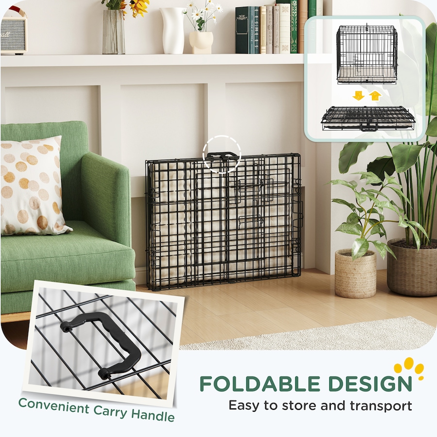 Image 923293_ALTMORE6.jpg, Product 923-293 / Price $59.99, PawHut 24" Dog Crate, Folding Metal Dog Kennel with 2 Doors, Tray, Cushion from PawHut on TSC.ca's Home & Garden department