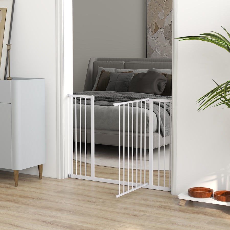 Image 923308_ALTMORE8.jpg, Product 923-308 / Price $69.99, PawHut Pressure Fitted Pet Dog Safety Gate Metal Fence 29.9'' Tall, White from PawHut on TSC.ca's Home & Garden department