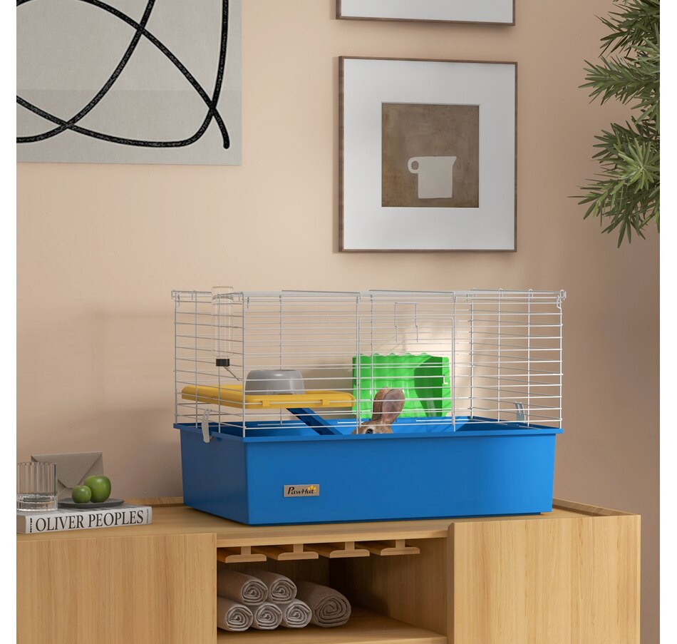 Image 923319_ALTMORE1.jpg, Product 923-319 / Price $67.99, PawHut 18.5" Small Animal Cage with Water Bottle, Food Dish, Ramp, Blue from PawHut on TSC.ca's Home & Garden department